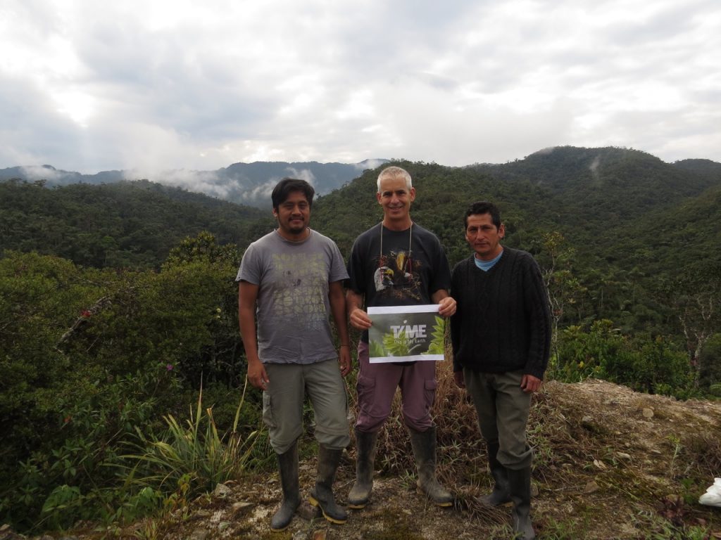 Photo of TiME founder Uri Shanas with local representatives of the community protecting Pampa del Burro, Peru