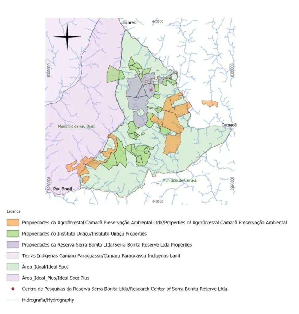Map of Serra Bonita Reserve, Brazil